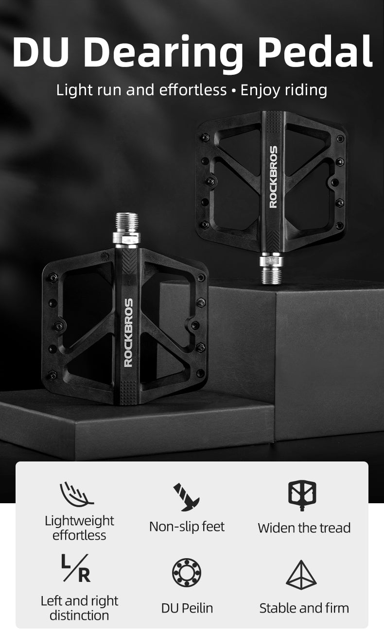 ROCKBROS Large Nylon Composite Bike Pedals in Black (Pair) - ROCKBROSUSA