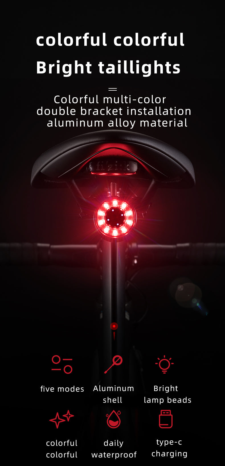 ROCKBROS Multiple Color Bike Tail Light Q1 - ROCKBROSUSA