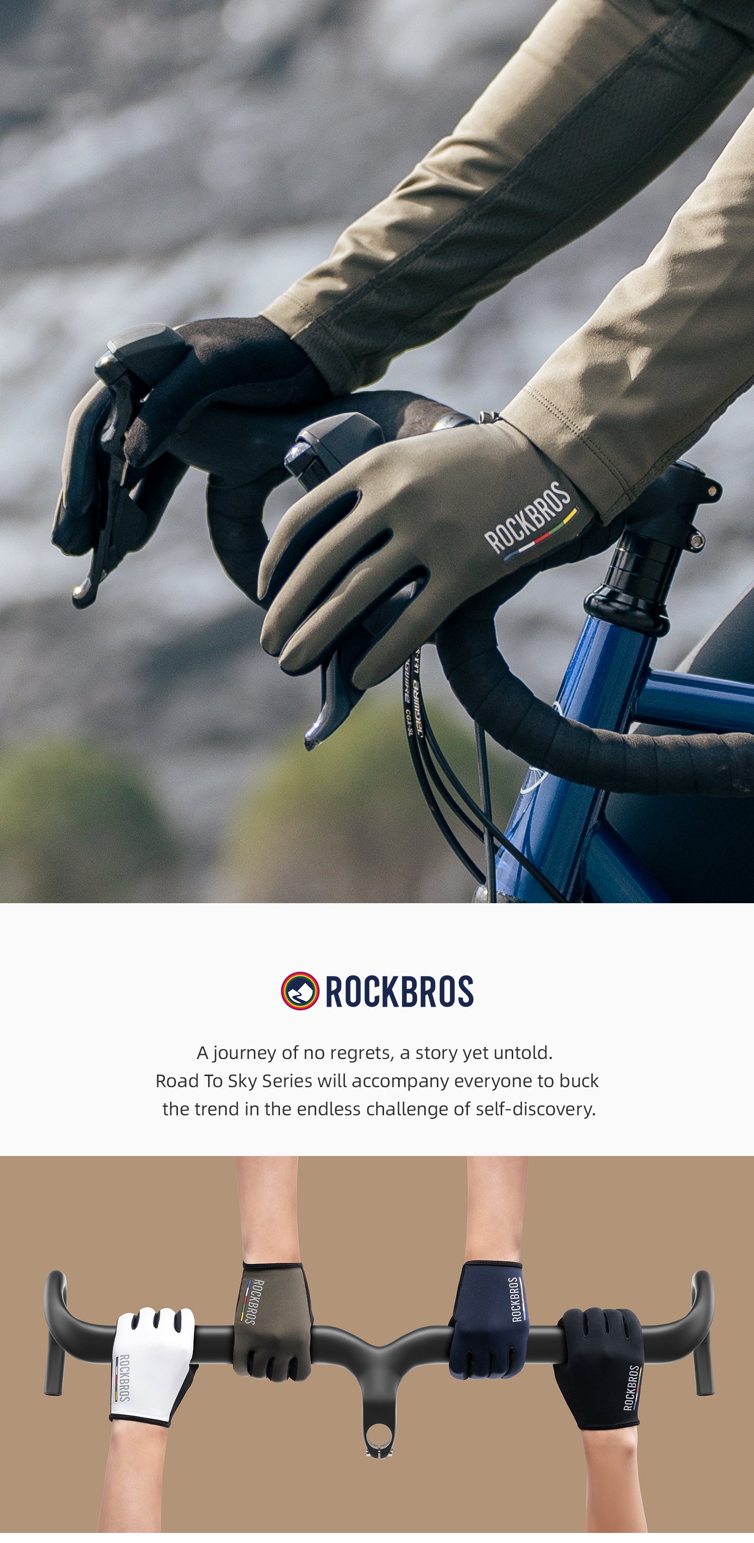 【ROAD TO SKY】by ROCKBROS Deluxe Cycling Gloves in Various Colours - ROCKBROSUSA