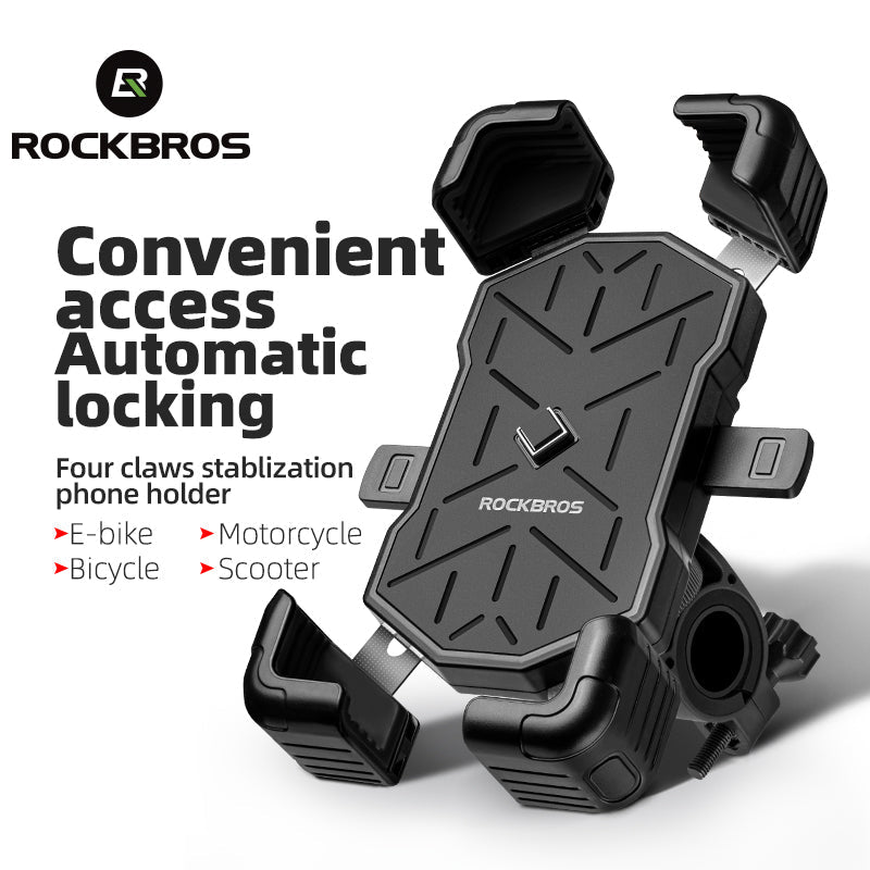 ROCKBROS Quick Release Motorcycle Phone Holder Shockproof 360° Adjustable MTB Phone Mount Anti-slip Road Bicycle Phone Bracket Bike Accessories