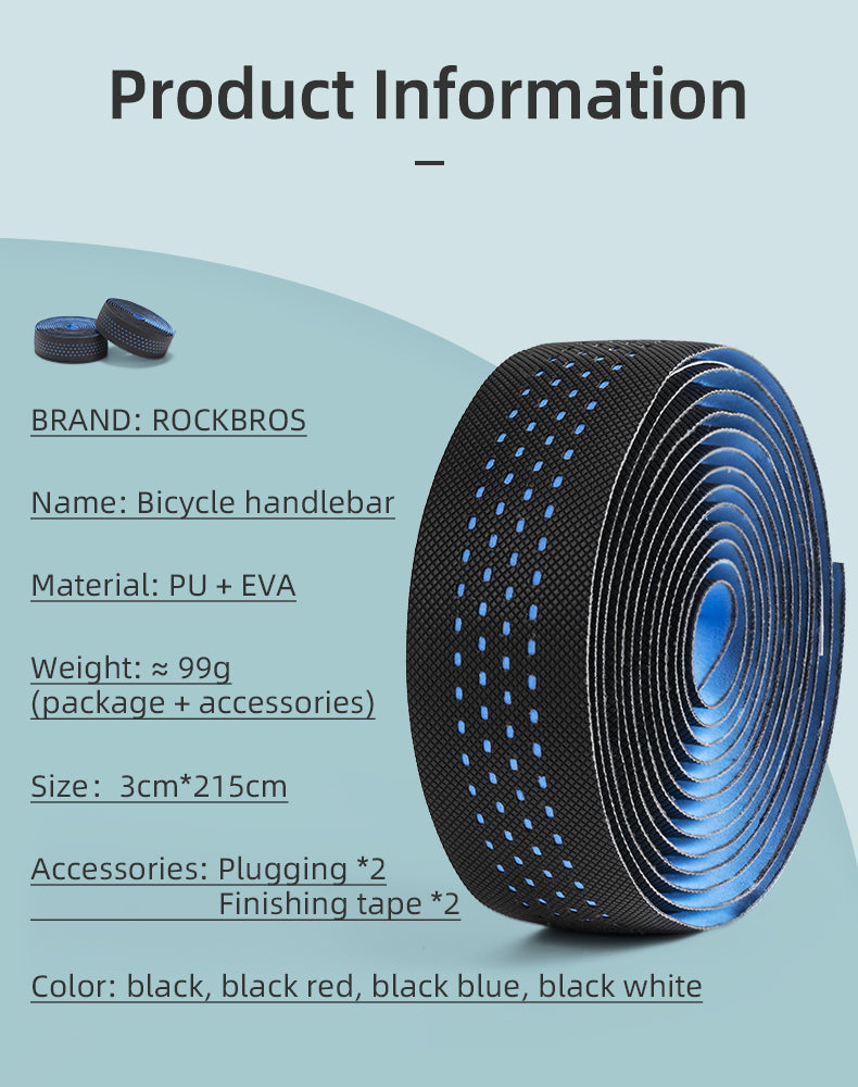 ROCKBROS Handlebar Tape PU EVA Shockproof Soft Wrap in Multiple Colors - ROCKBROSUSA