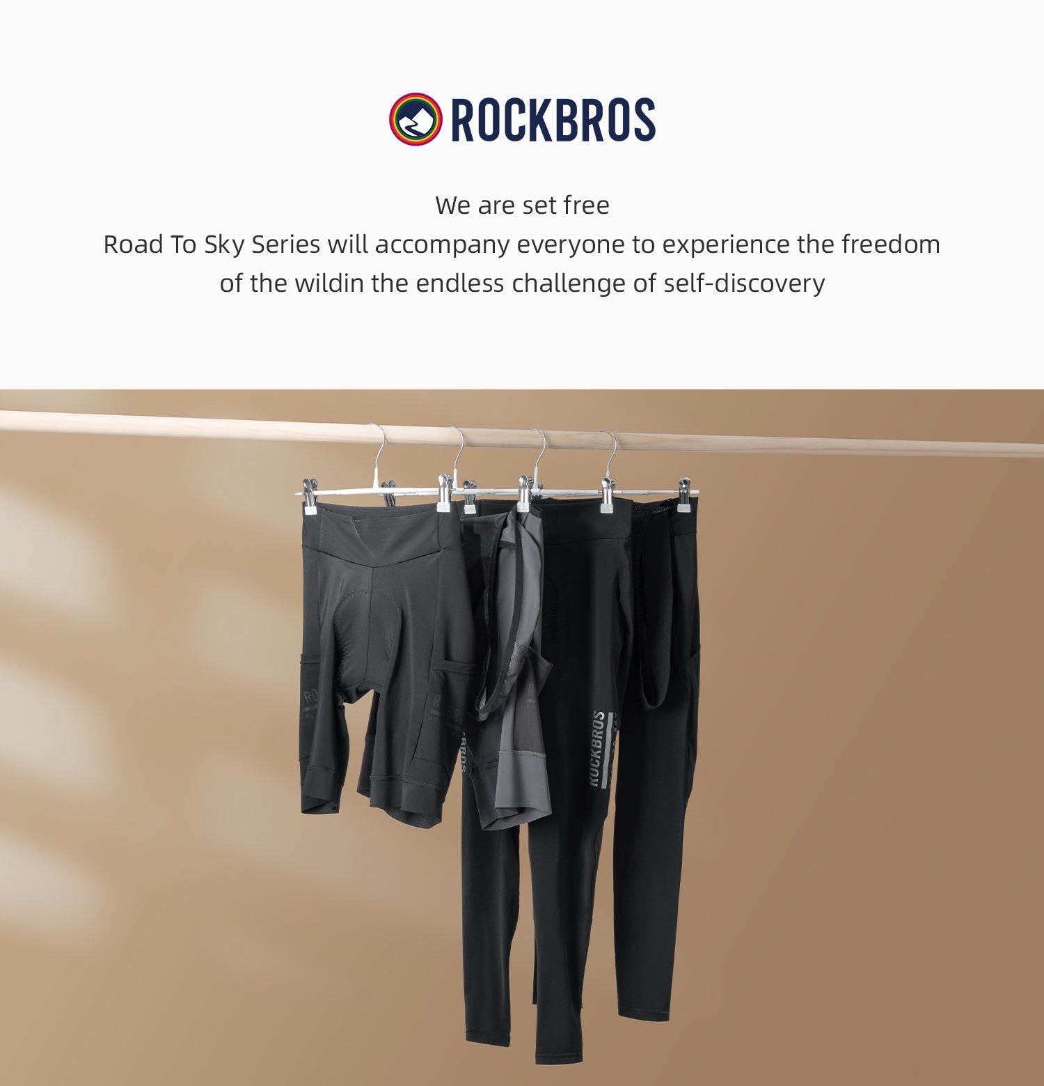 【ROAD TO SKY】by ROCKBROS Men's Cycling Bib Shorts in Grey - ROCKBROSUSA