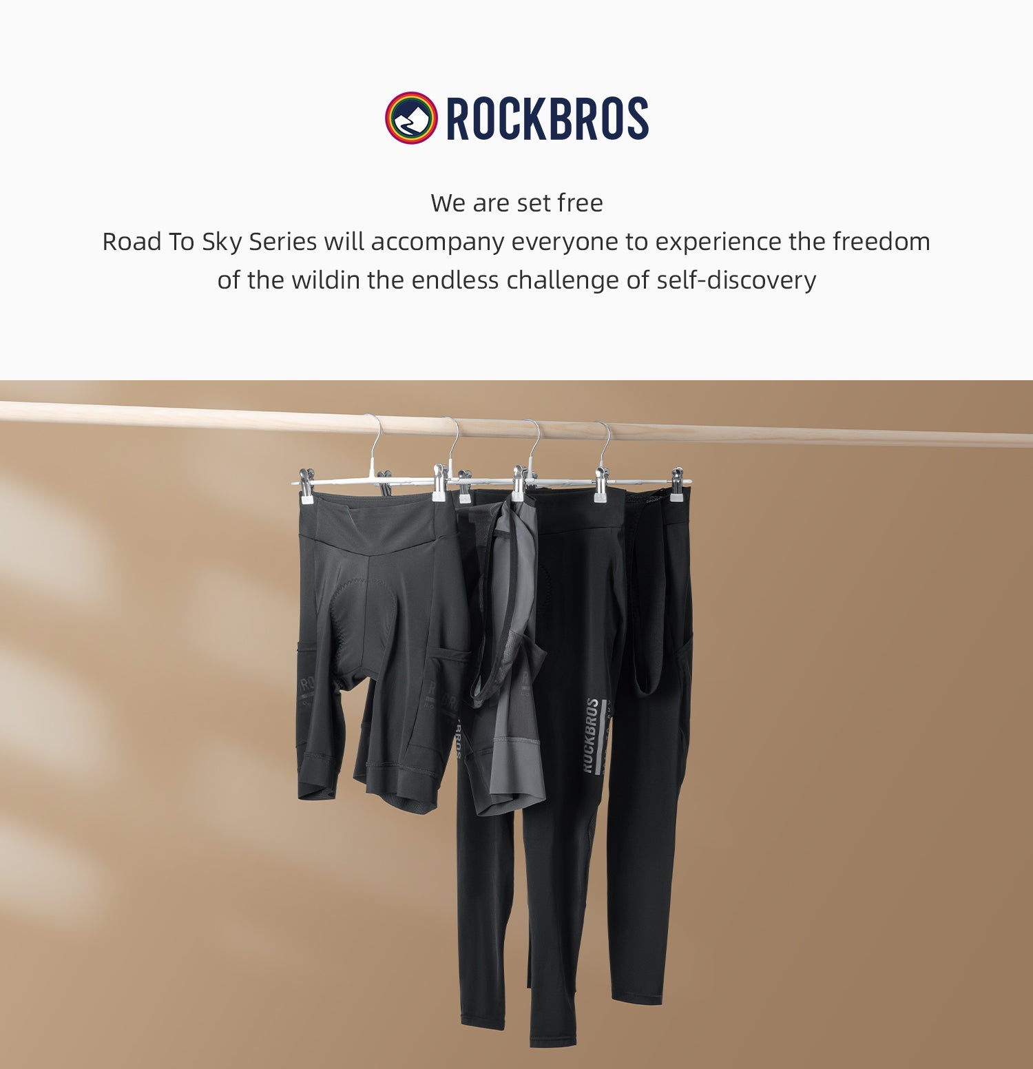 【ROAD TO SKY】by ROCKBROS Men's Cycling Bib Tights in Black - ROCKBROSUSA