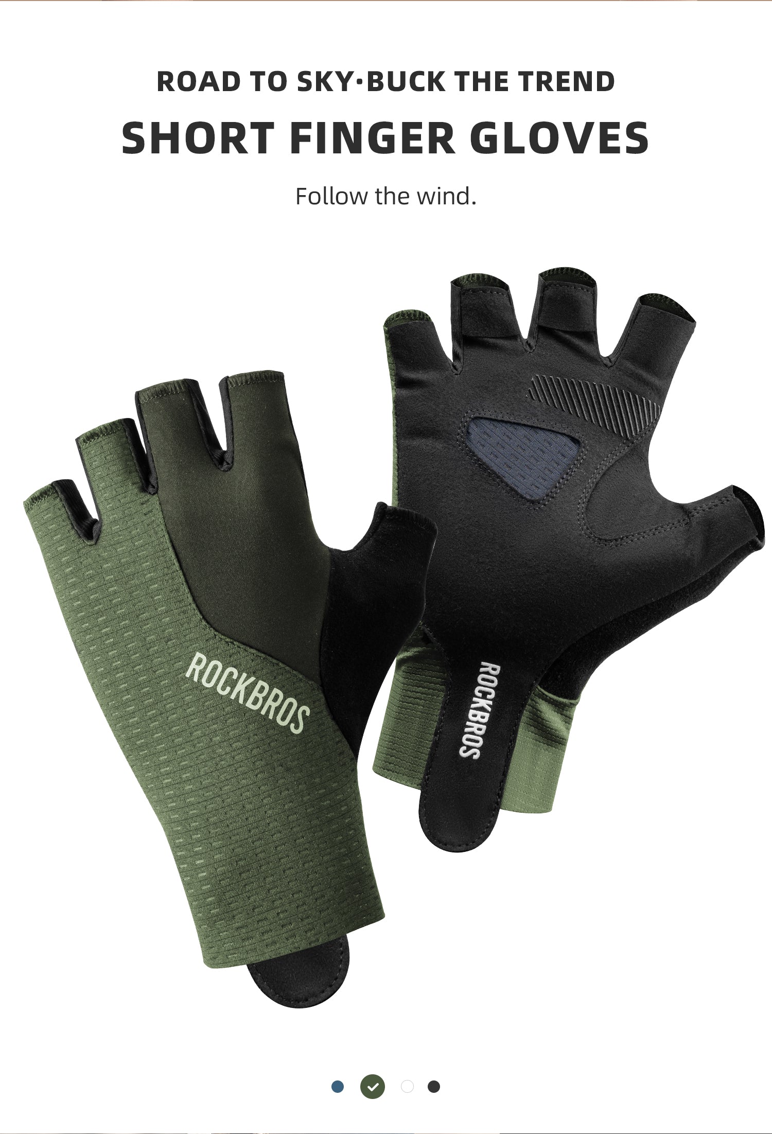 【ROAD TO SKY】by ROCKBROS Fingerless Anti-Slip Cycling Gloves in Various Colours - ROCKBROSUSA