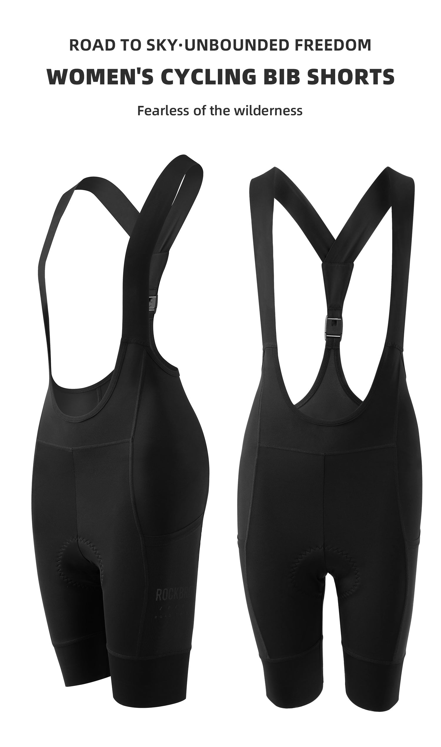 【ROAD TO SKY by ROCKBROS Women's Cycling Bib Shorts in Black - ROCKBROSUSA