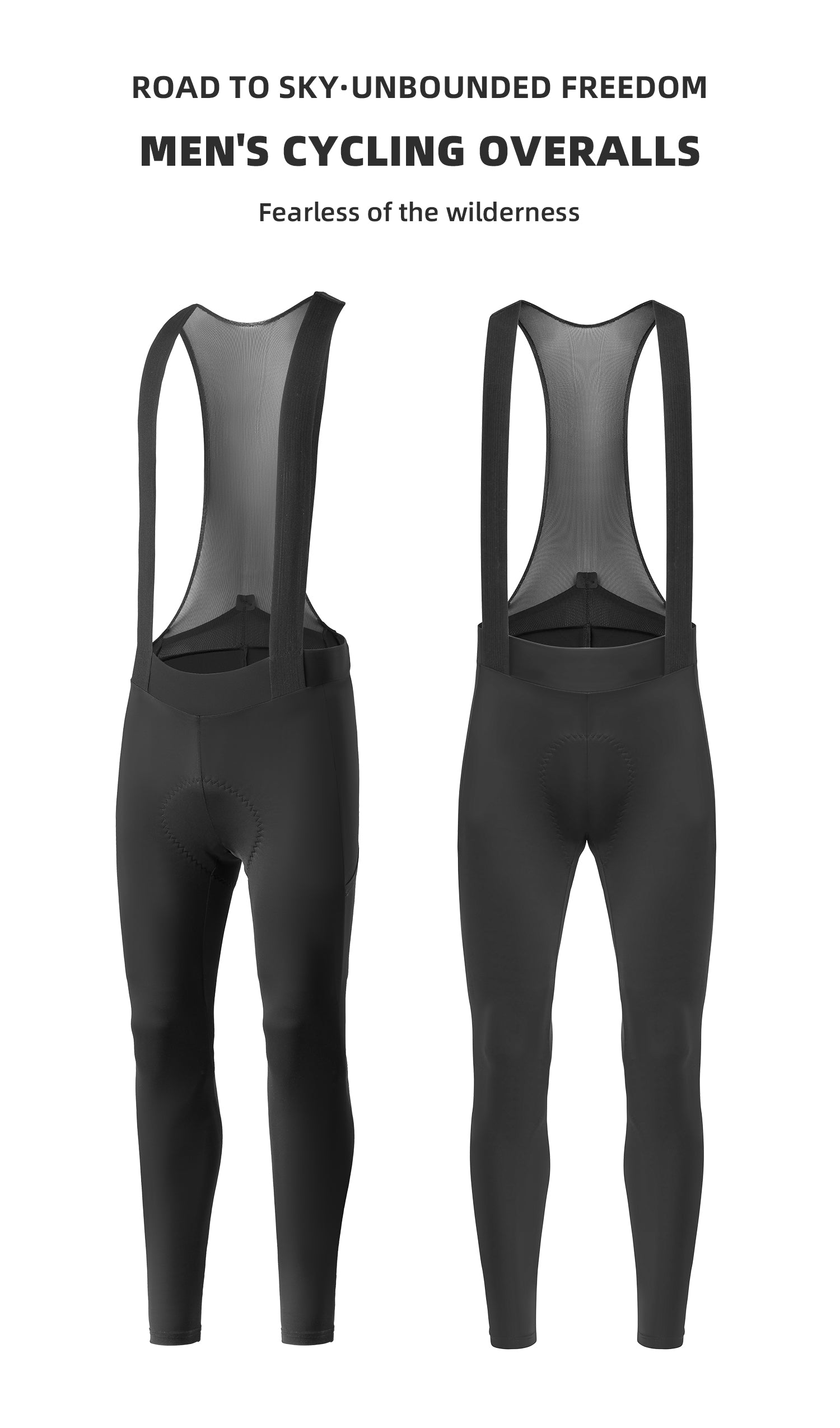 【ROAD TO SKY】by ROCKBROS Men's Cycling Bib Tights in Black - ROCKBROSUSA