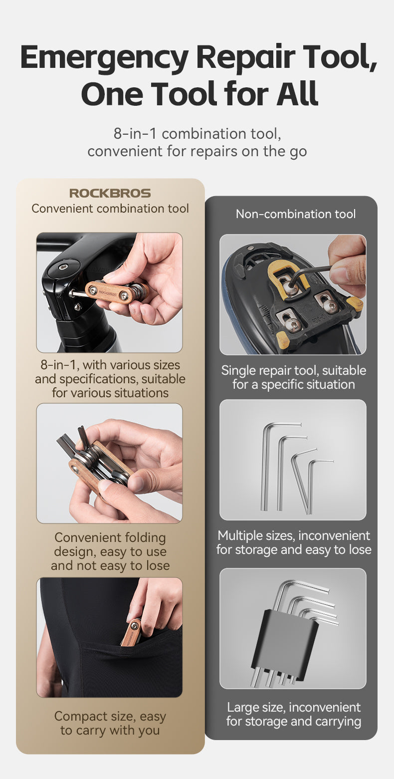 ROCKBROS 8-in-1 Multifunctional Portable Wooden Tool - ROCKBROSUSA