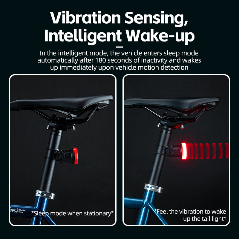 ROCKBROS Upgraded Smart Bicycle Brake Light USB-C Rechargeable IPX7 Waterproof Cycling Rear Light - ROCKBROSUSA