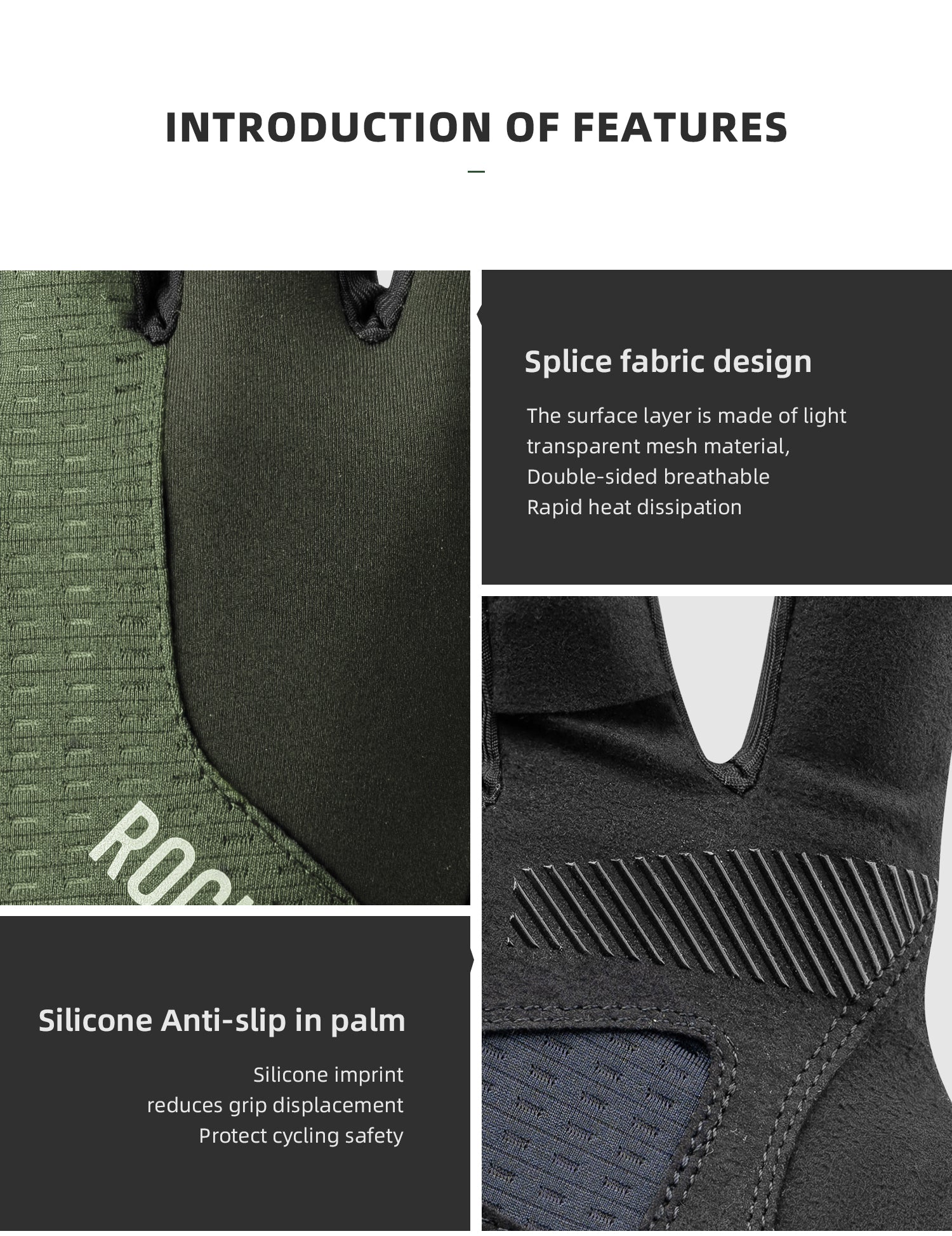 【ROAD TO SKY】by ROCKBROS Fingerless Anti-Slip Cycling Gloves in Various Colours - ROCKBROSUSA