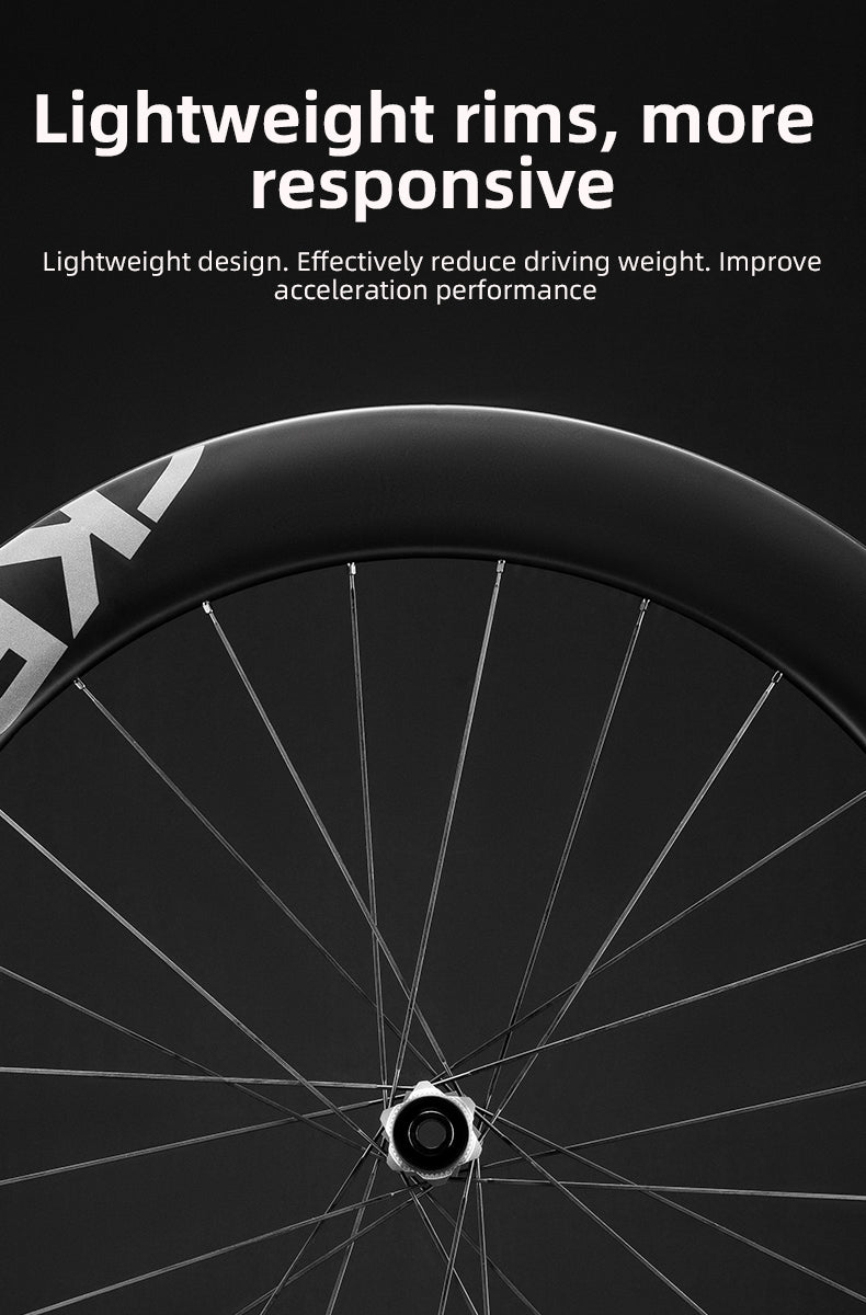 ROCKBROS Road Bike Carbon Fiber Wheels 700C Carbon Fiber Disc Brake 65mm Wheelsets Clincher - ROCKBROSUSA