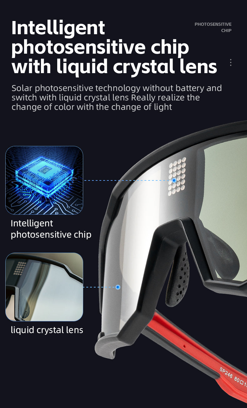 ROCKBROS Cycling Photochromic Glasses Electronic Color Changing SunGlasses Clear - ROCKBROSUSA