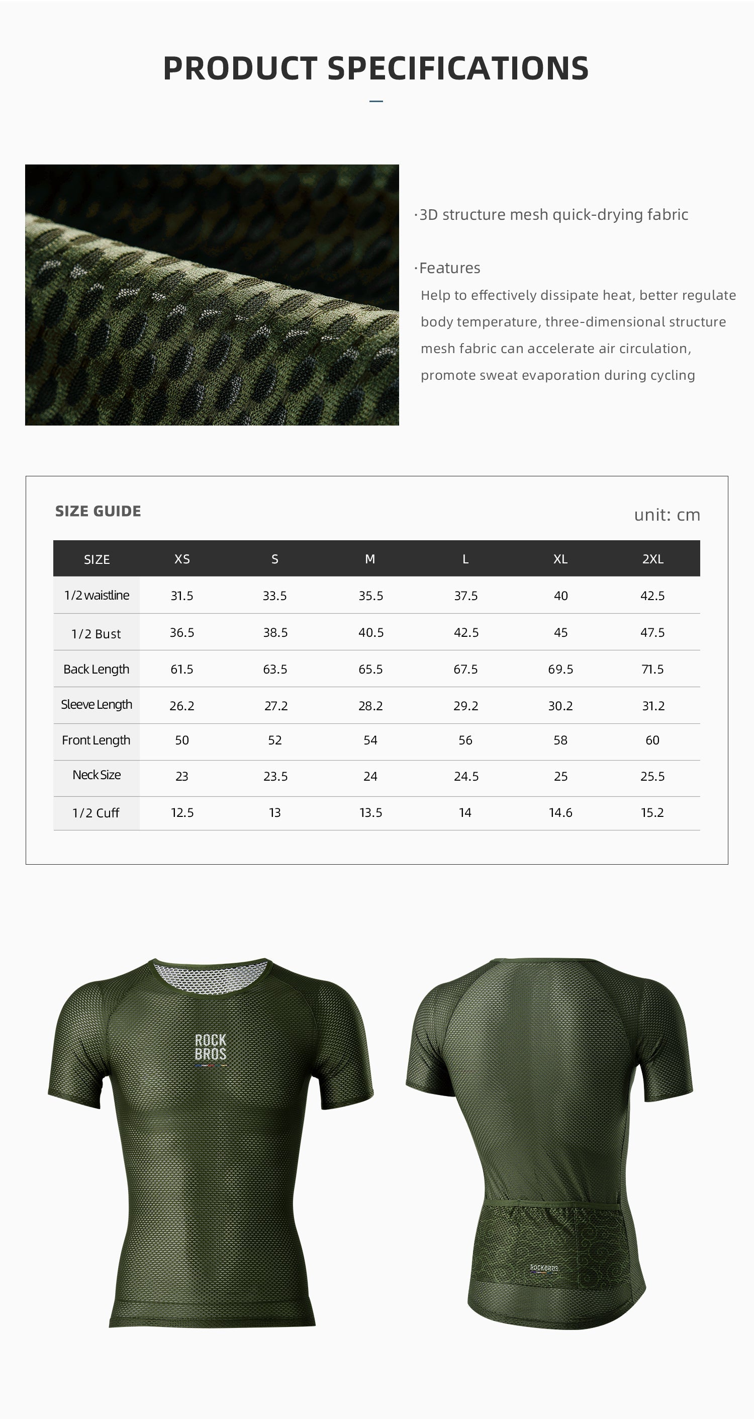 【ROAD TO SKY】by ROCKBROS Unisex Short-Sleeved Mesh Cycling Base Layer in Various Colours - ROCKBROSUSA