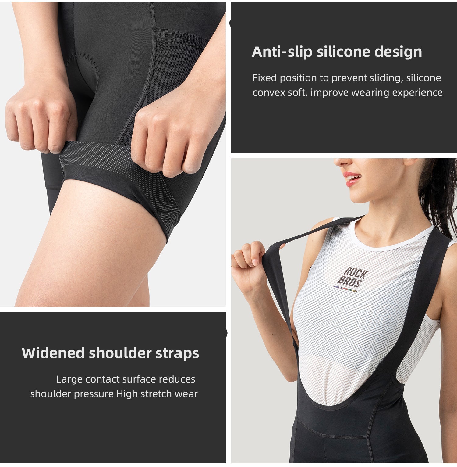 【ROAD TO SKY by ROCKBROS Women's Cycling Bib Shorts in Black - ROCKBROSUSA