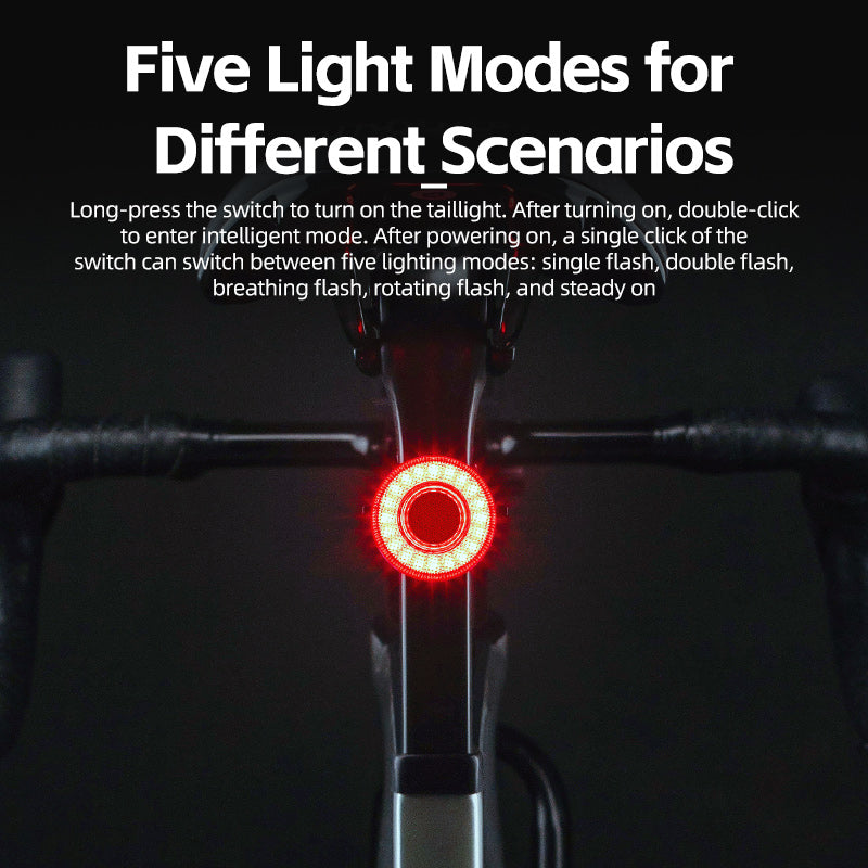 ROCKBROS Upgraded Smart Bicycle Brake Light USB-C Rechargeable IPX7 Waterproof Cycling Rear Light - ROCKBROSUSA