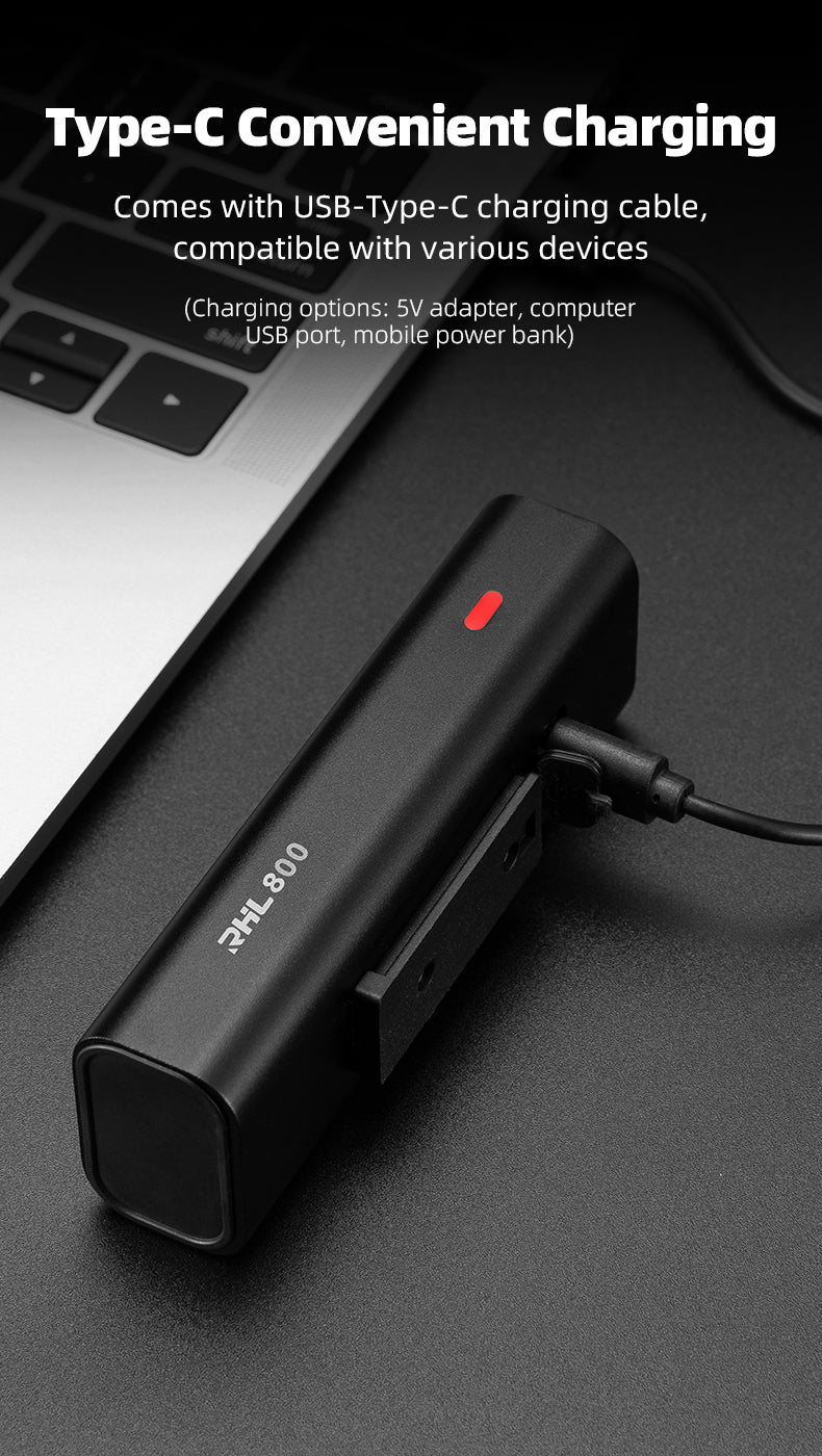 ROCKBROS Bicycle Front Headlight RHL800LM - 800 Lumens, USB-C, IPX6 Waterproof - ROCKBROSUSA