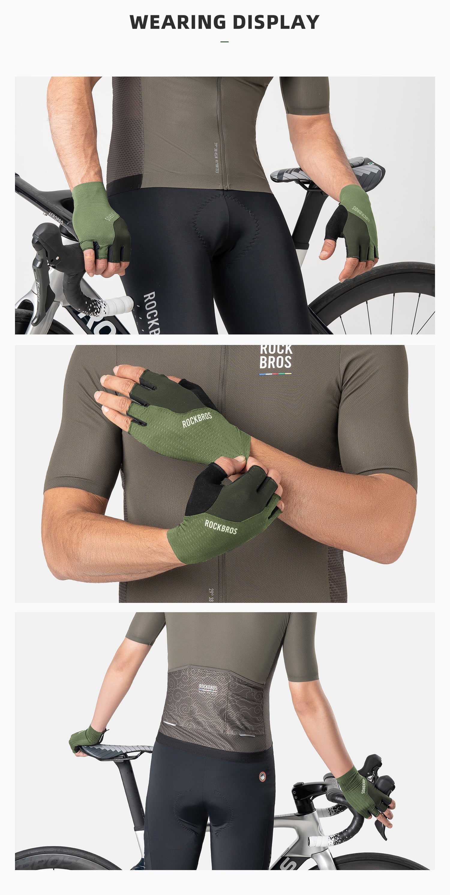 【ROAD TO SKY】by ROCKBROS Fingerless Anti-Slip Cycling Gloves in Various Colours - ROCKBROSUSA