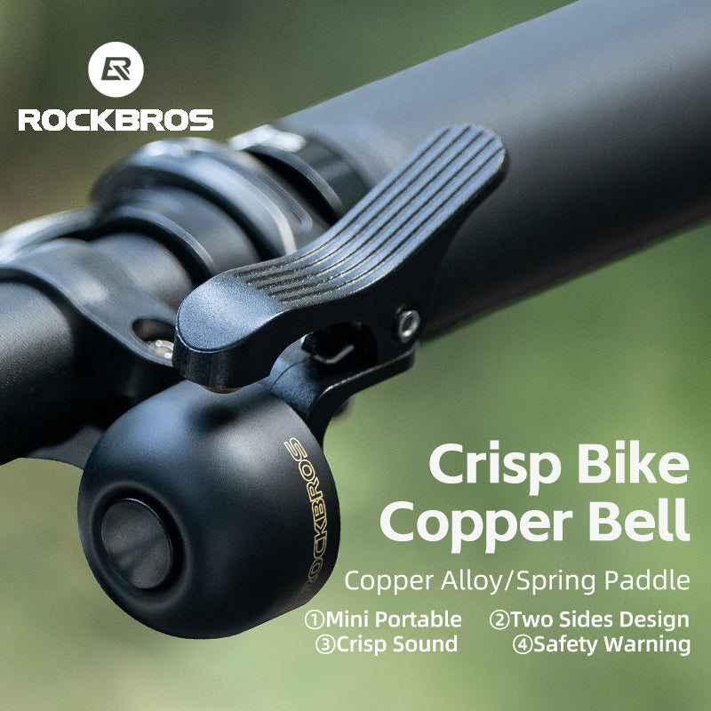 ROCKBROS Bike Bell Copper Alloy Durable Bicycle Bell with Clear&Long Sound Bike Ring Bell - ROCKBROSUSA