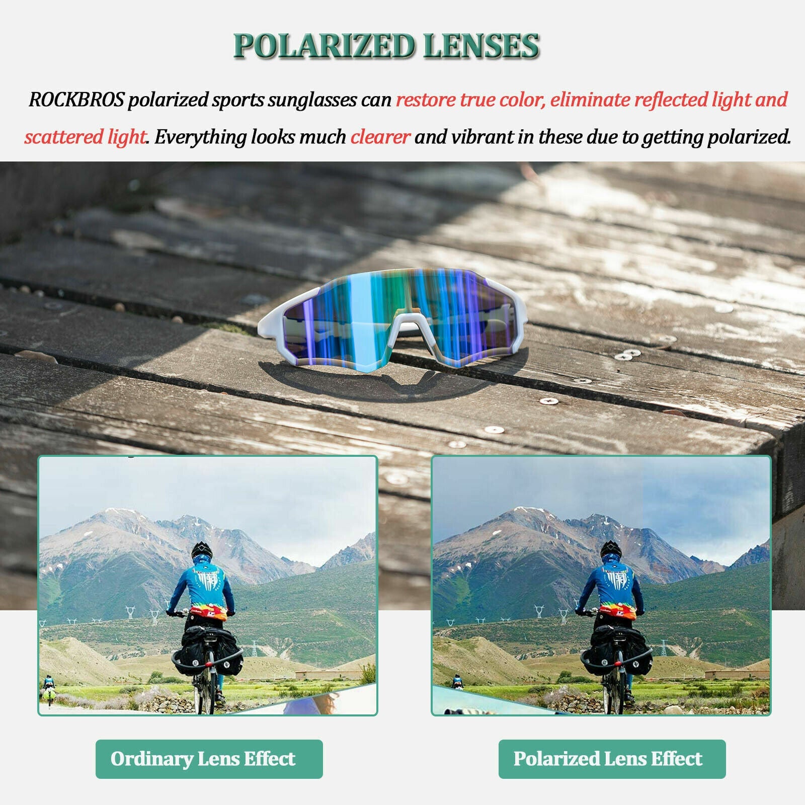 ROCKBROS Cycling Glasses Sports Sunglasses Polarized Half Frame UV400 Protection - ROCKBROSUSA