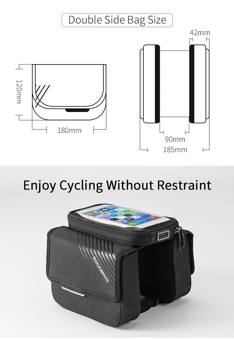 ROCKBROS 6.0" Bike Phone Holder Bag - Durable, Touchscreen, Large Capacity - ROCKBROSUSA