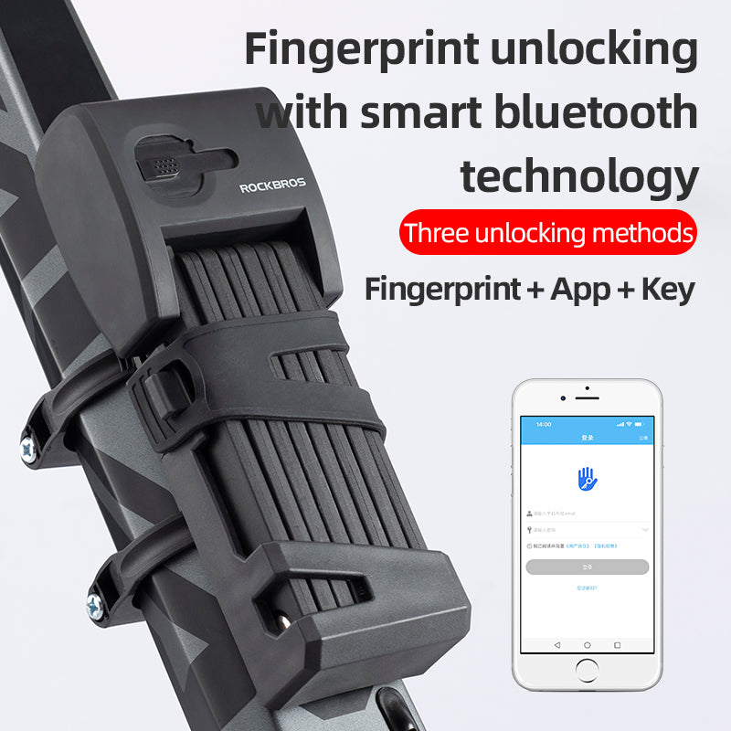 ROCKBROS Smart Bluetooth Fingerprint Folding Bike Lock - Waterproof, Anti-Theft - ROCKBROSUSA
