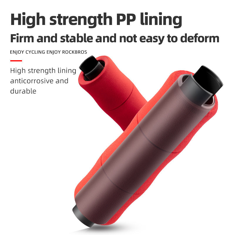 ROCKBROS Bike Grips Shock Absorption Foam Bike Handle Grips Soft Comfortable Non-Slip Double Locked on - ROCKBROSUSA