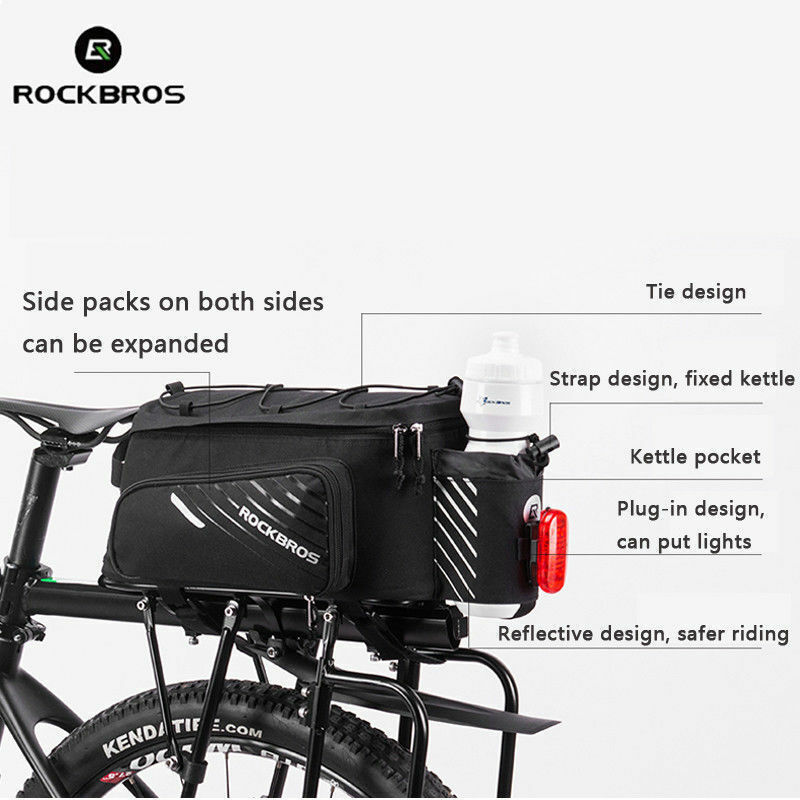 ROCKBROS Pro Bicycle Rear Rack Bag with Extra Pockets - ROCKBROSUSA