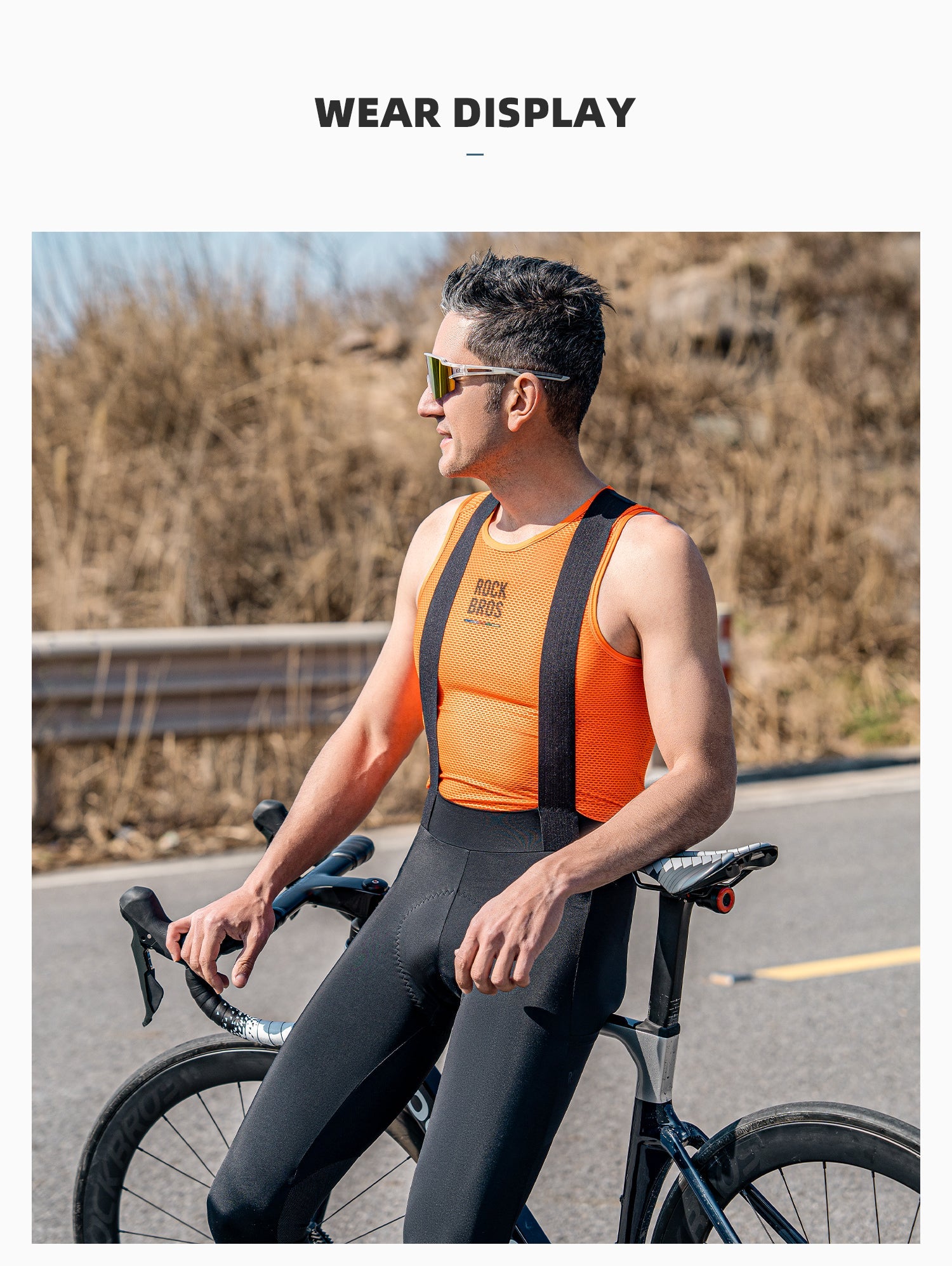 【ROAD TO SKY】by ROCKBROS Men's Cycling Bib Tights in Black - ROCKBROSUSA