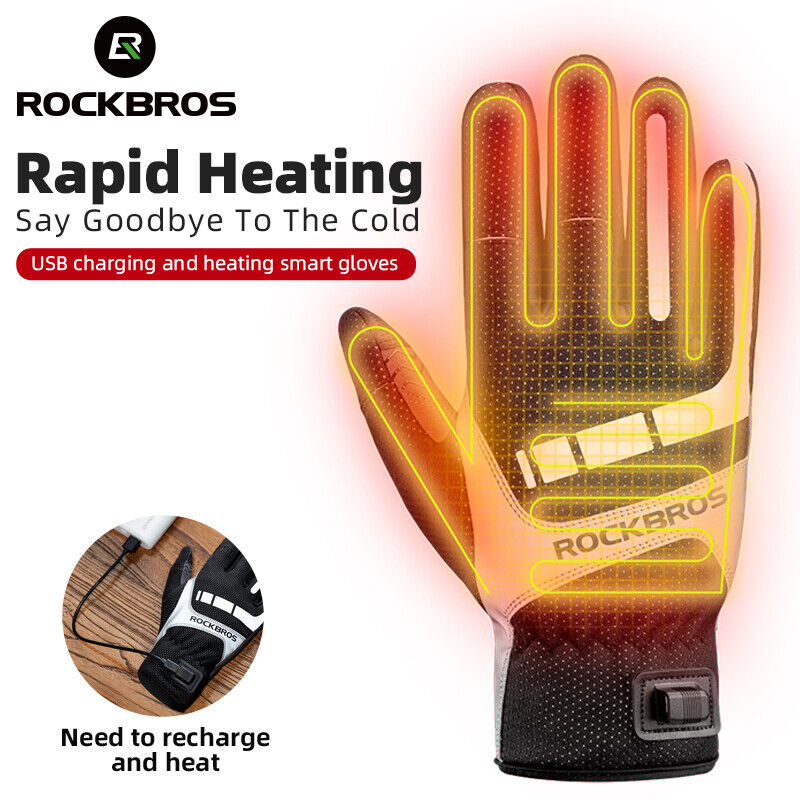 ROCKBRS Winter Gloves Cycling Electric Heated Glove USB Rechargeable Touchscreen