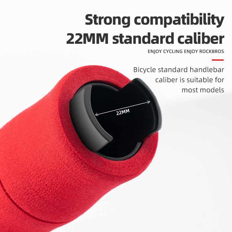 ROCKBROS Bike Grips Shock Absorption Foam Bike Handle Grips Soft Comfortable Non-Slip Double Locked on - ROCKBROSUSA