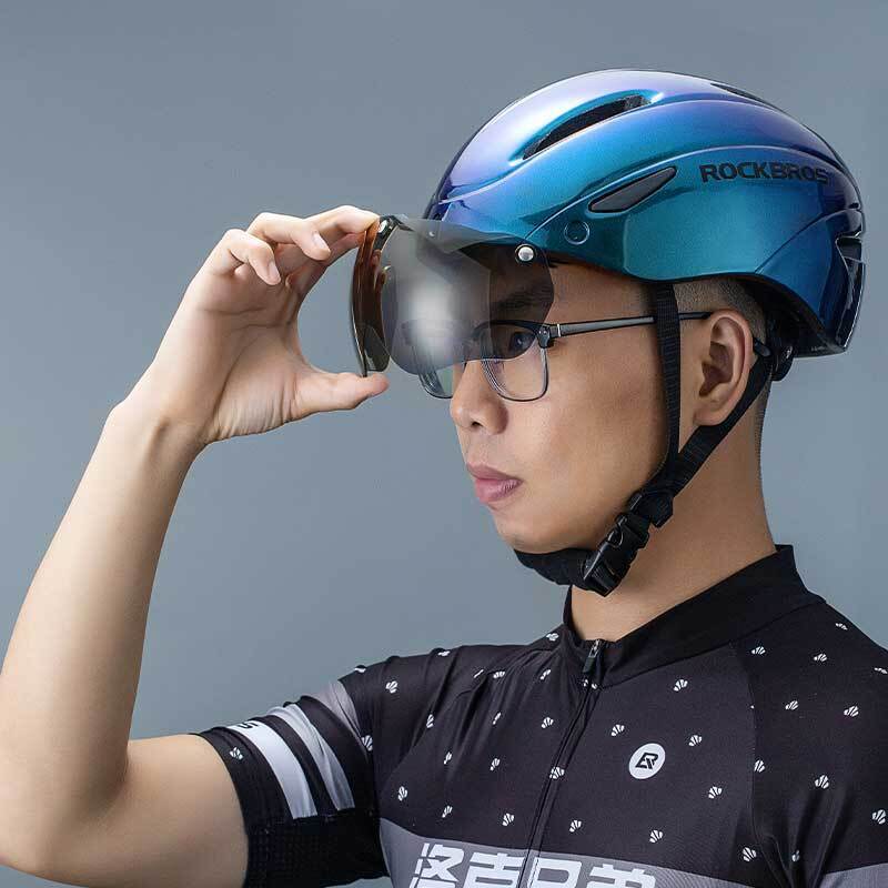 ROCKBROS Cycling Helmet With Goggles LED Light Mountain Road Bike Bicycle Helmet