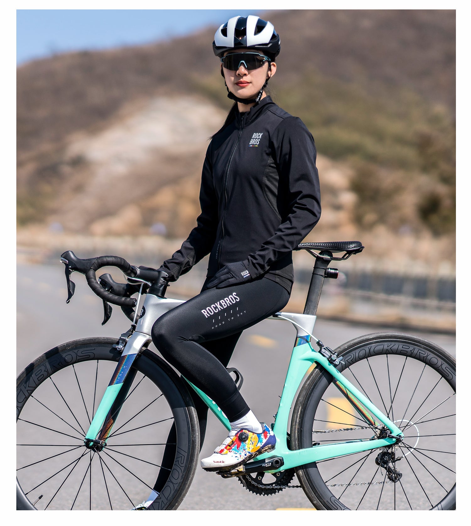 【ROAD TO SKY】by ROCKBROS Women's Cycling Tights in Black - ROCKBROSUSA