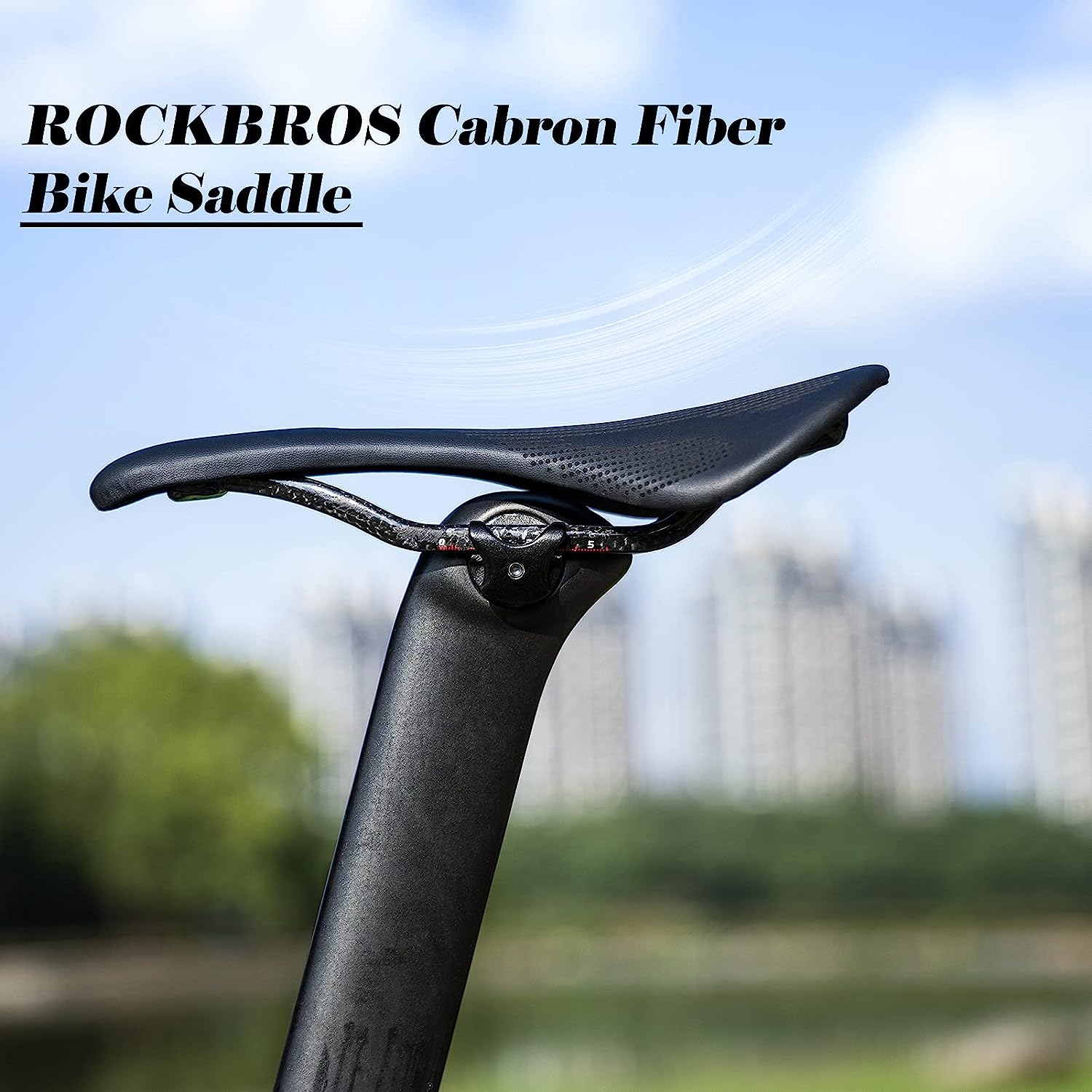 ROCKBROS Carbon Fiber Bike Saddle Bicycle Seat Cushion Lightweight Comfortable MTB Road Bicycle Accessories for Men Women Pneumatic Cycling Saddle Cushion Shock Absorbing