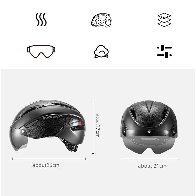ROCKBROS Cycling Helmet With Goggles LED Light Mountain Road Bike Bicycle Helmet11 - ROCKBROSUSA