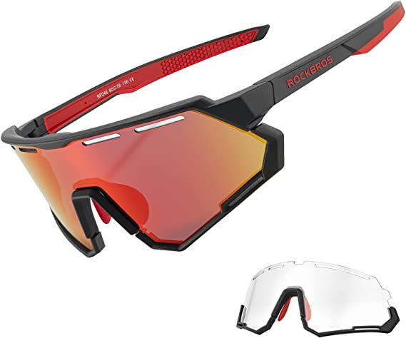 ROCKBROS Cycling Glasses Polarized Photochromic Sunglasses Riding Goggles 2 Lens - ROCKBROSUSA