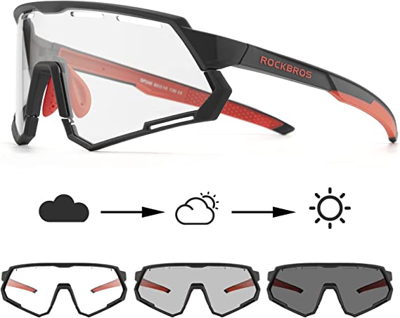 ROCKBROS Cycling Glasses Polarized Photochromic Sunglasses Riding Goggles 2 Lens - ROCKBROSUSA