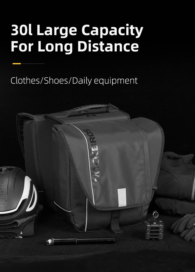 ROCKBROS Super 30-Litre Bicycle Saddlebags in Black - ROCKBROSUSA