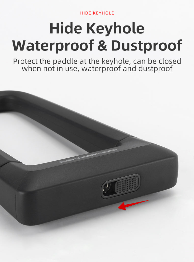 ROCKBROS Motorcycle Bicycle U-Lock Anti-Theft Thickened MTB Bike Lock Alloy Steel 3 Keys - ROCKBROSUSA