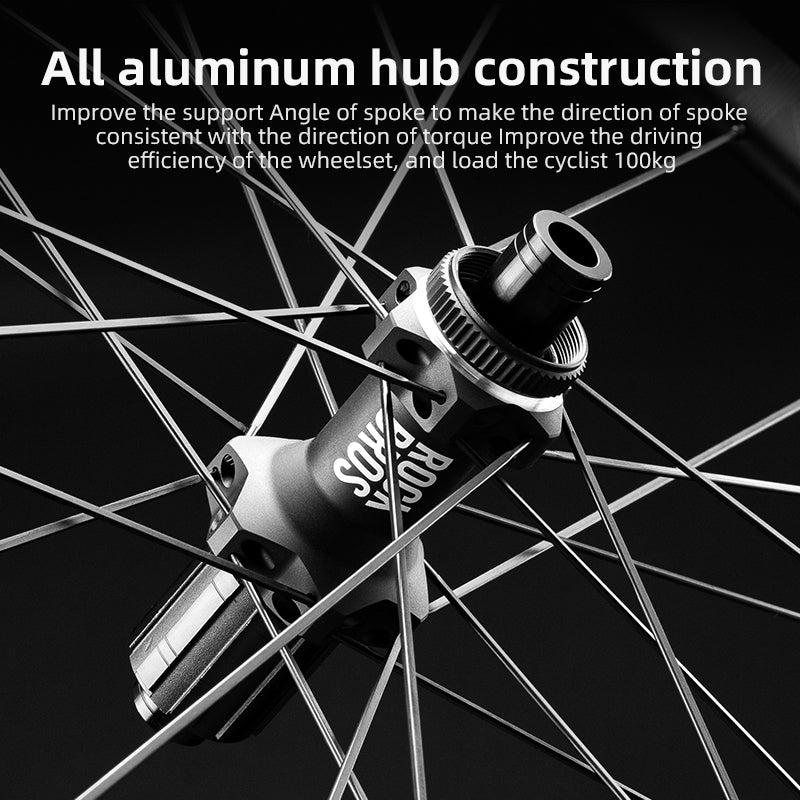 ROCKBROS Road Bike Carbon Fiber Wheels 700C Carbon Fiber Disc Brake 65mm Wheelsets Clincher - ROCKBROSUSA