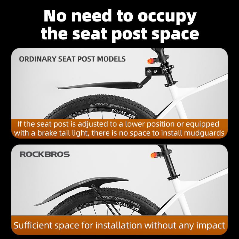 ROCKBROS Mountain Bike Front&Rear Fenders 26-29 inch MTB Mudguard Adjustable Quick Release - ROCKBROSUSA