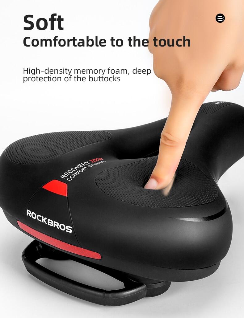 ROCKBROS Bicycle Saddle Shockproof Leather Cushion Reflective Cycling Bike Seat With Handle - ROCKBROSUSA