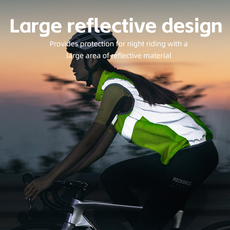 Rockbros Cycling Jacket Unisex Reflective Vest Breathable Night Running Vest Cycling Safety Warning - ROCKBROSUSA