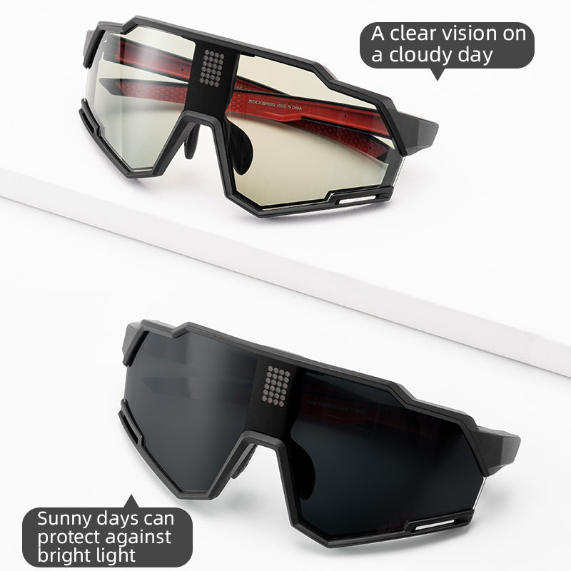 ROCKBROS Cycling Photochromic Glasses Electronic Color Changing SunGlasses Clear - ROCKBROSUSA