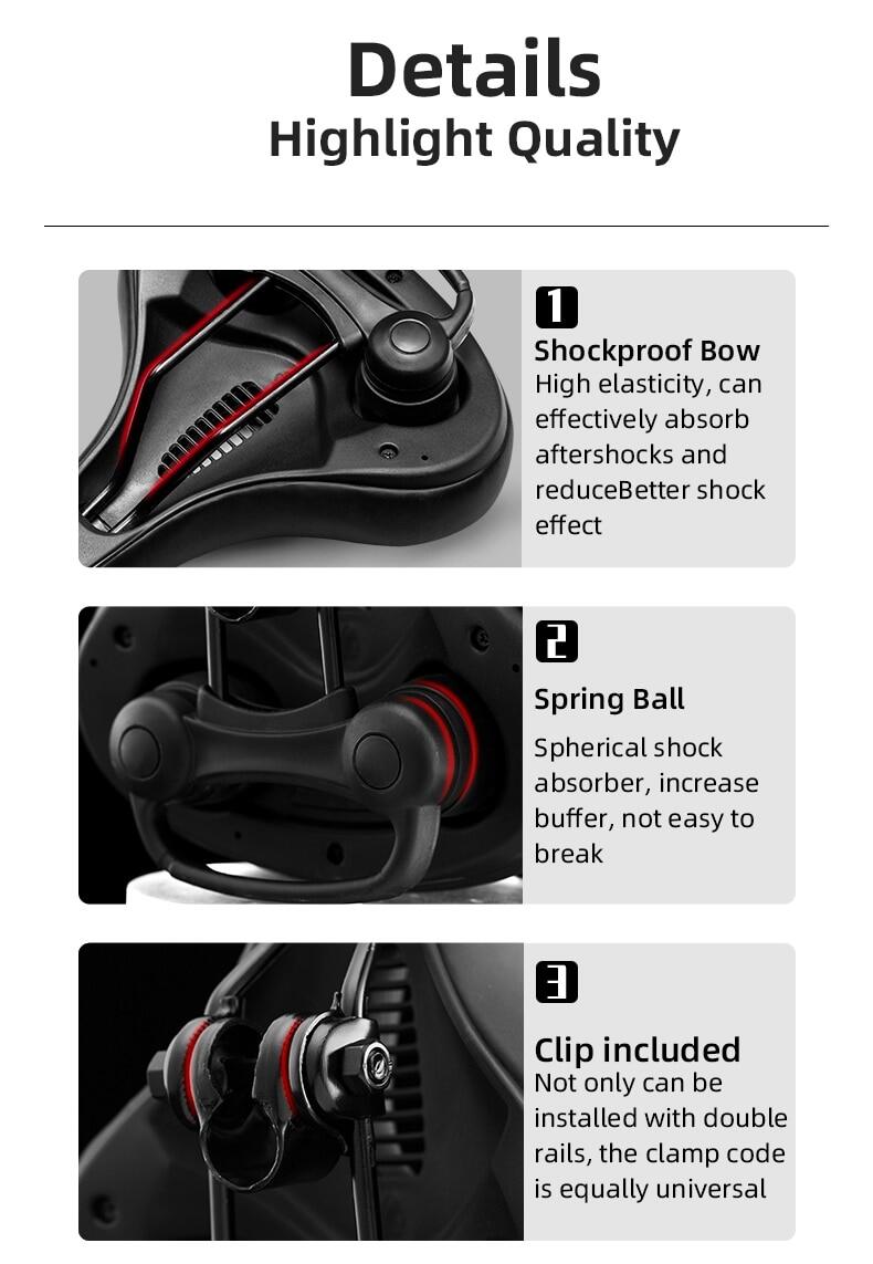 ROCKBROS Bicycle Saddle Shockproof Leather Cushion Reflective Cycling Bike Seat With Handle - ROCKBROSUSA