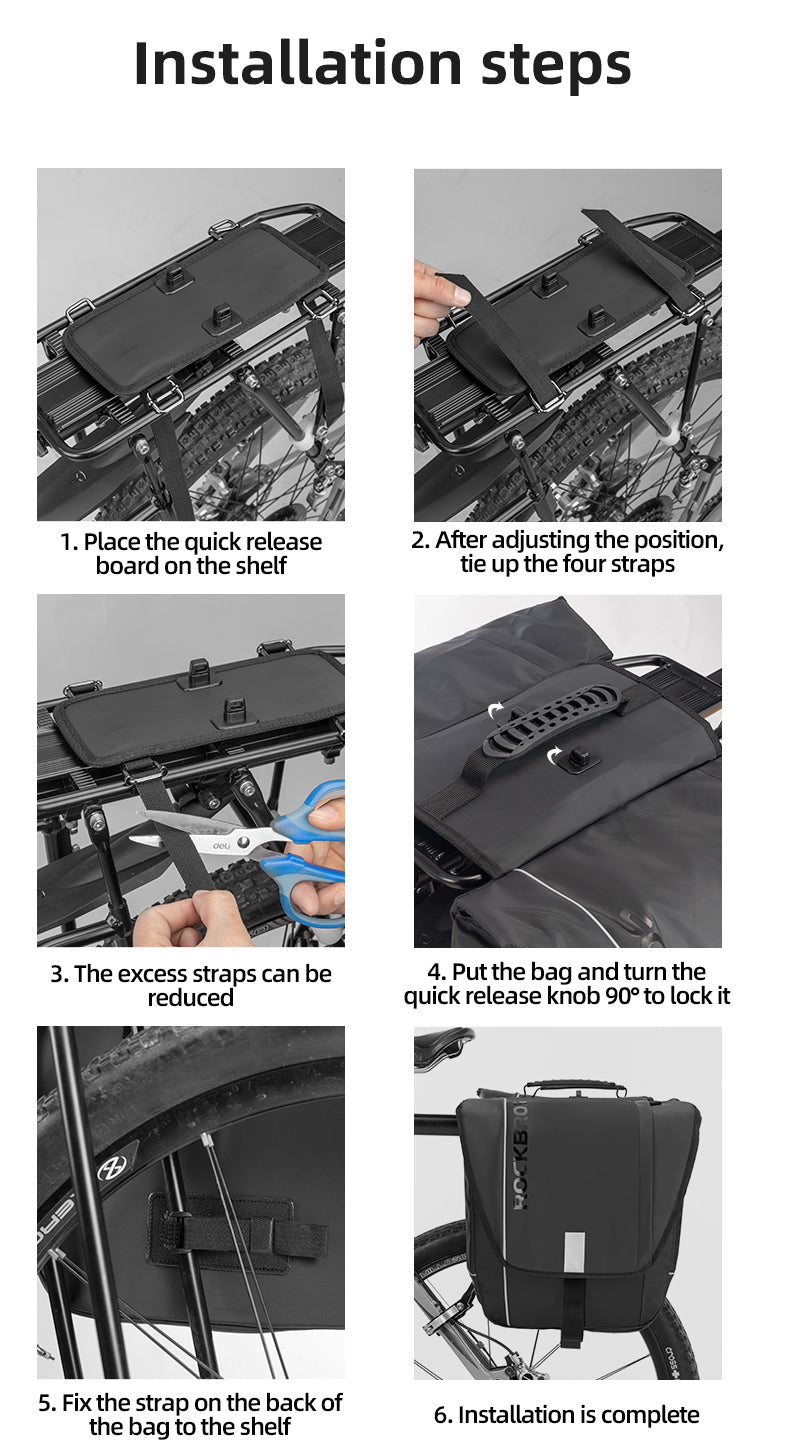 ROCKBROS Super 30-Litre Bicycle Saddlebags in Black - ROCKBROSUSA