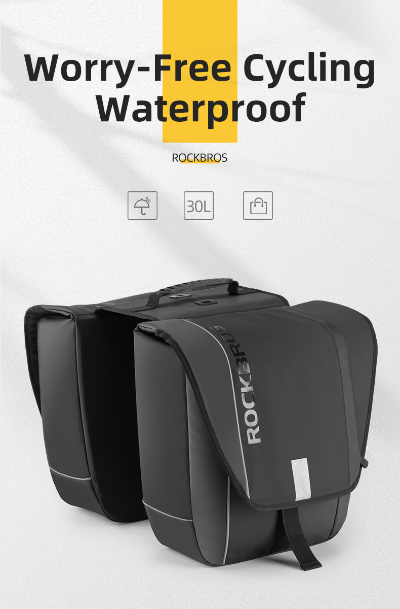 ROCKBROS Super 30-Litre Bicycle Saddlebags in Black - ROCKBROSUSA