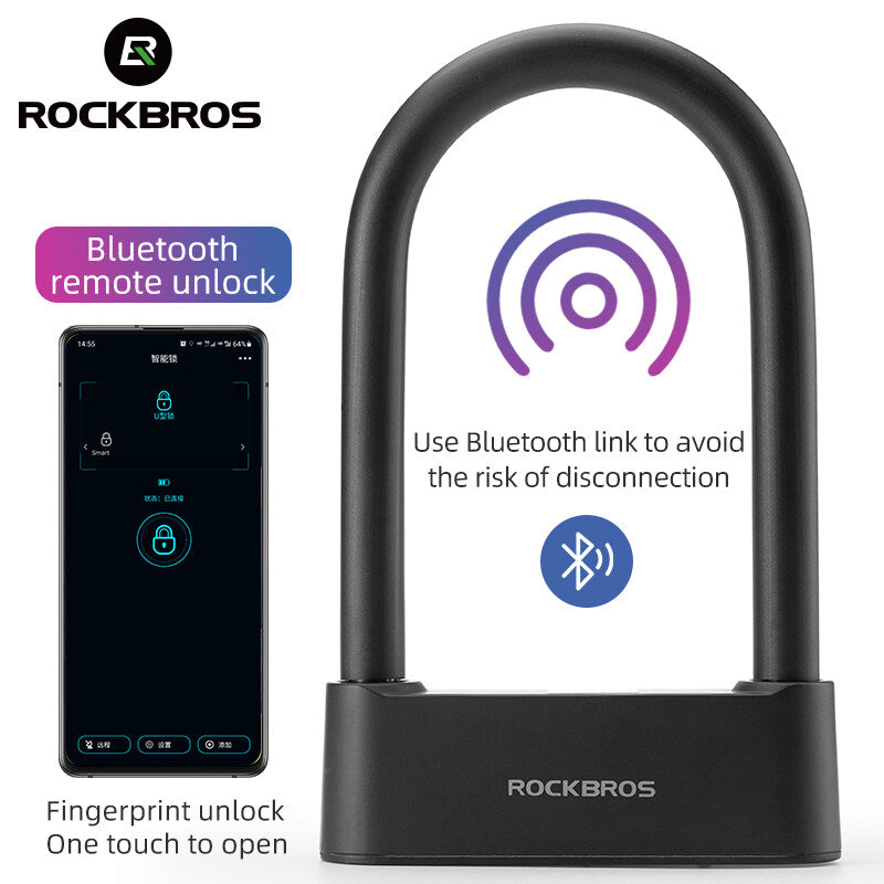 ROCKBROS Bike Lock Smart Fingerprint Key MTB Motor Key USB Repetitive Power Portable - ROCKBROSUSA