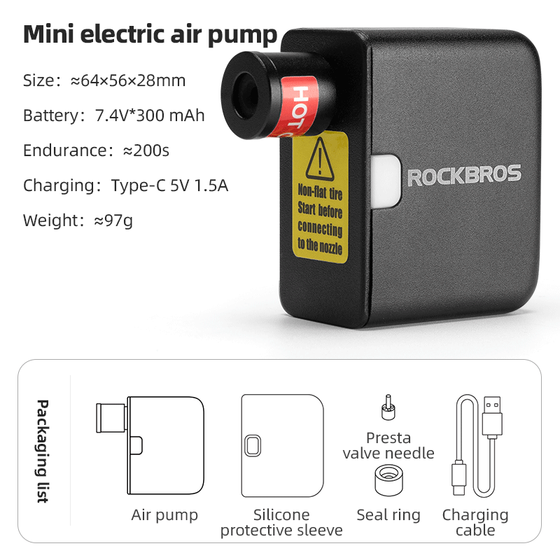 ROCKBROS Mini Electric Bike Pump - ROCKBROSUSA