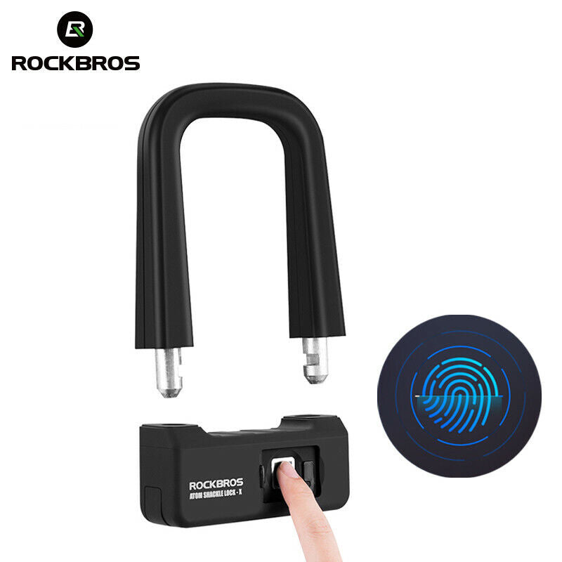 ROCKBROS Bike Lock U-shaped Fingerprint Lock Basic Lock Long Lock Body Security - ROCKBROSUSA