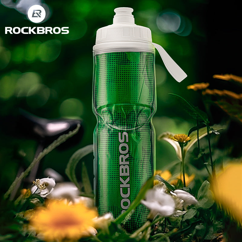 ROCKBROS Insulated Bike Water Bottles Keep Water Cool Leak-Proof Bicycle Water Bottle with Handle Cycling Water Bottle Easy to Squeeze - ROCKBROSUSA