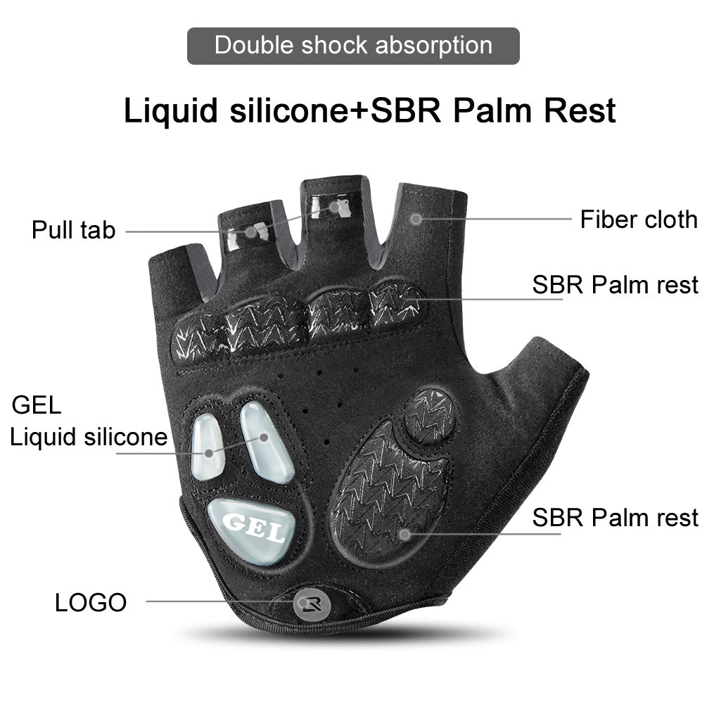 ROCKBROS half finger gloves with Gel Liquid Silicone & SBR palm pad